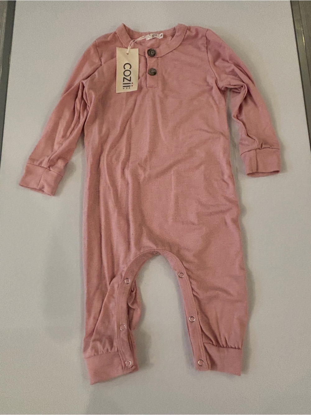 Pink Long-Sleeve Baby One-Piece Romper